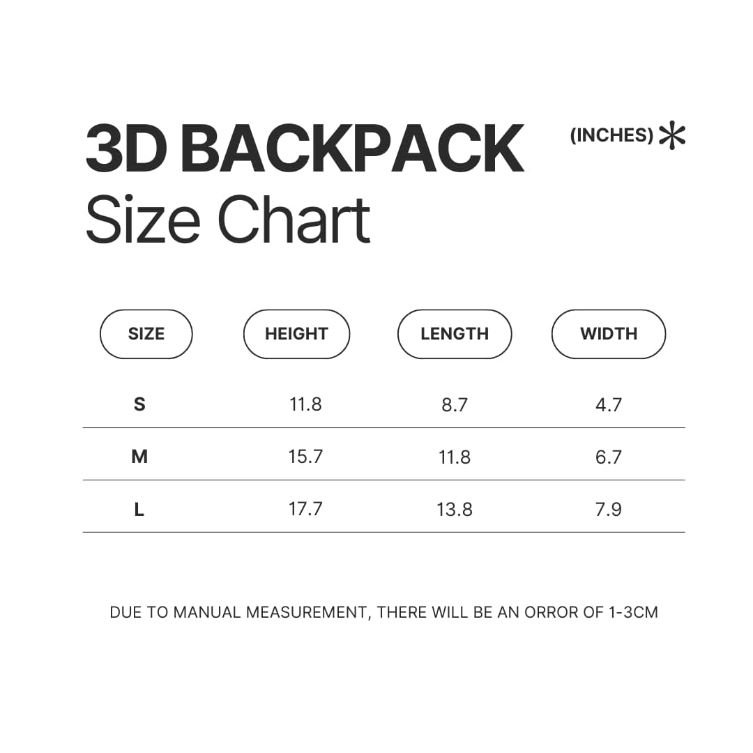 3D Backpack Size Chart - Evangelion AU Store
