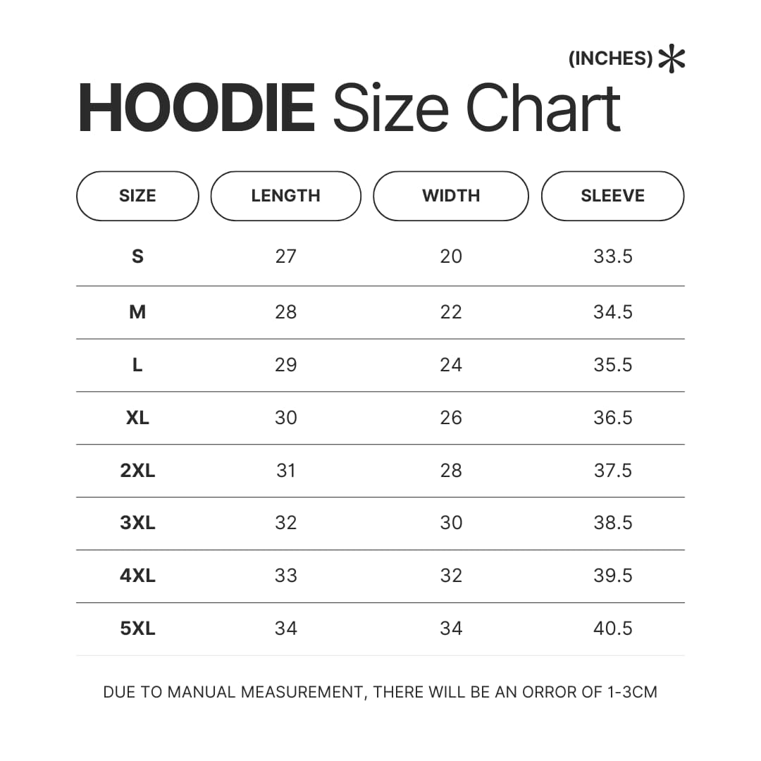 Hoodie Size Chart - Evangelion AU Store