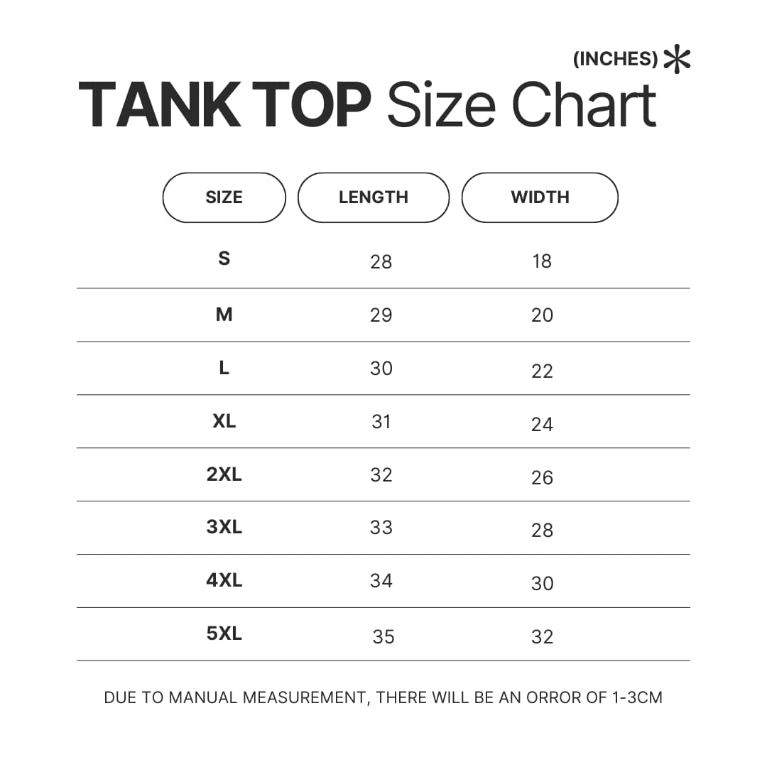 Tank Top Size Chart - Evangelion AU Store