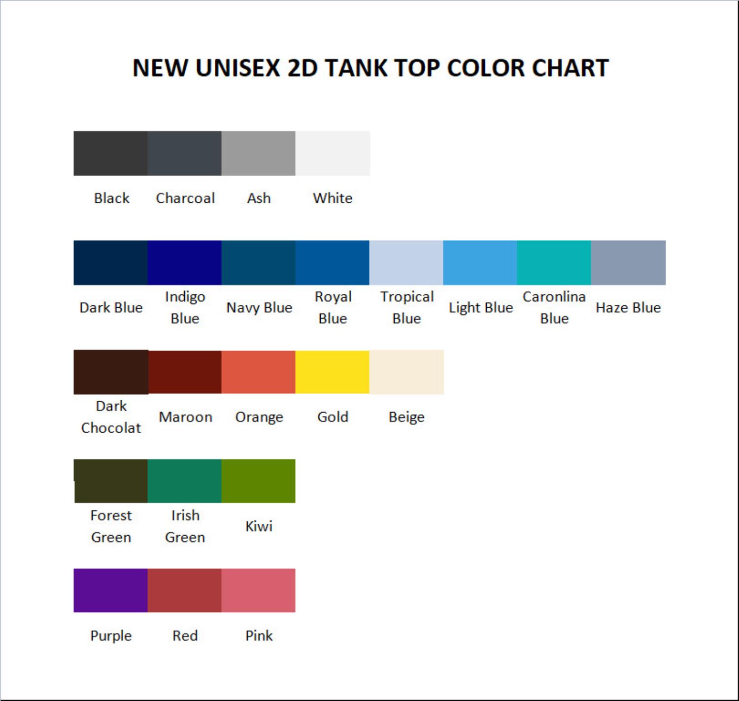 tank top color chart - Evangelion AU Store