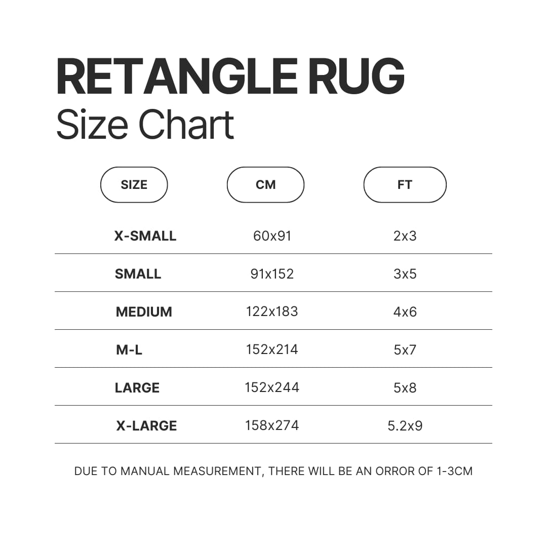 Retangle Rug Size Chart - Evangelion AU Store