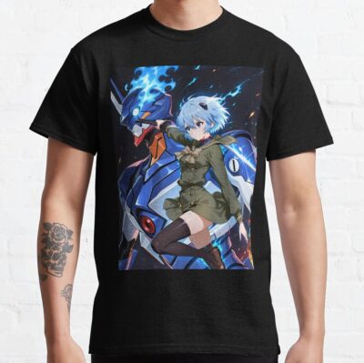 Rei Ayanami Neon Genesis Evangelion Anime Girl Waifu Mecha Heroic Pose T-Shirt