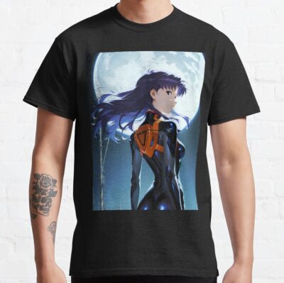Misato Katsuragi Anime Neon Genesis Evangelion Anime Girl Waifu Night Moon Scifi T-Shirt