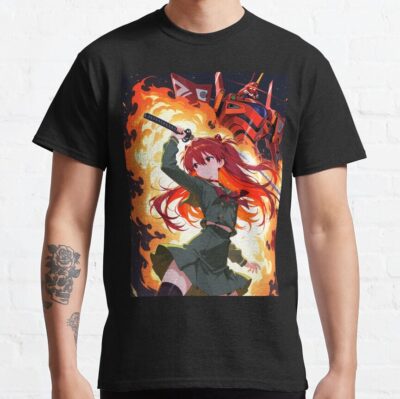 Asuka Langley Soryu Anime Girl Waifu Eva Flames T-Shirt
