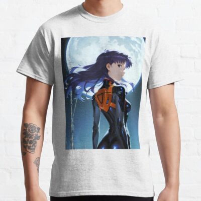 Alternative view of Misato Katsuragi Anime Neon Genesis Evangelion Anime Girl Waifu Night Moon Scifi T-Shirt