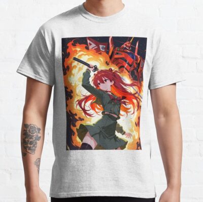 Alternative view of Asuka Langley Soryu  Anime Girl Waifu Eva Flames T-Shirt