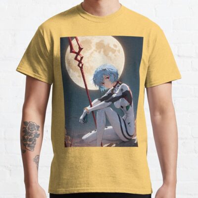 Alternative view of Rei Ayanami Anime Girl Waifu Moonlit Battle Suit T-Shirt