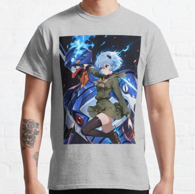 Alternative view of Rei Ayanami Neon Genesis Evangelion Anime Girl Waifu Mecha Heroic Pose T-Shirt