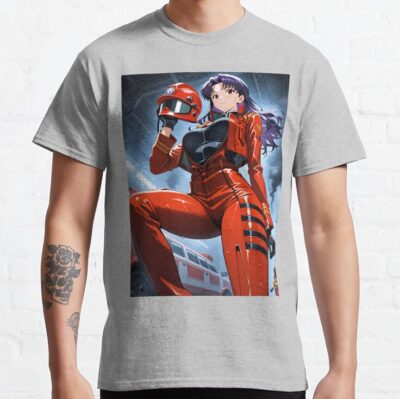 Alternative view of Misato Katsuragi Neon Genesis Evangelion Firefighter Rescue Night Anime Girl Waifu T-Shirt