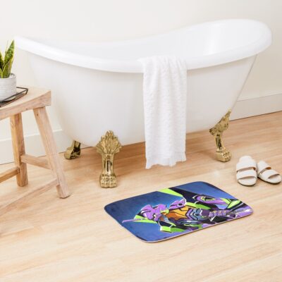 Alternative view of Top Neon Genesis Evangelion Anime Mecha Rooftop Night Bath Mat