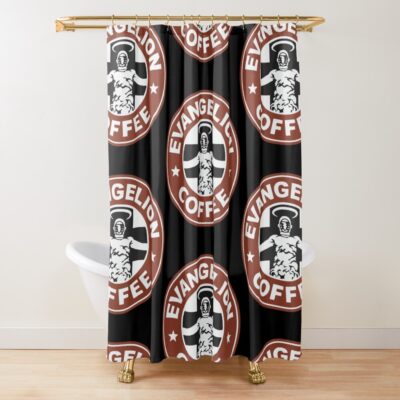 Evangelion Coffee Tshirt Shower Curtain