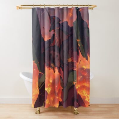 Evangelion Unit 01 Fire Destruction Chaos Shower Curtain
