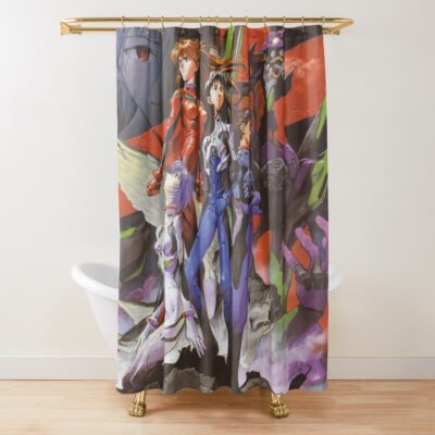 Neon Genesis Evangelion Characters Shower Curtain